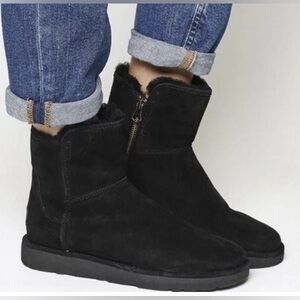 NEW UGG Abree 1016548 Black Mini Short Ankle Boots Suede Leather Side Zip US 11